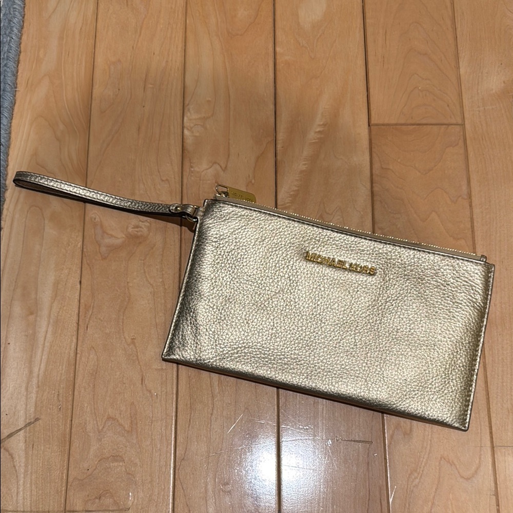 Michael Kors Gold Metallic Clutch Wristlet